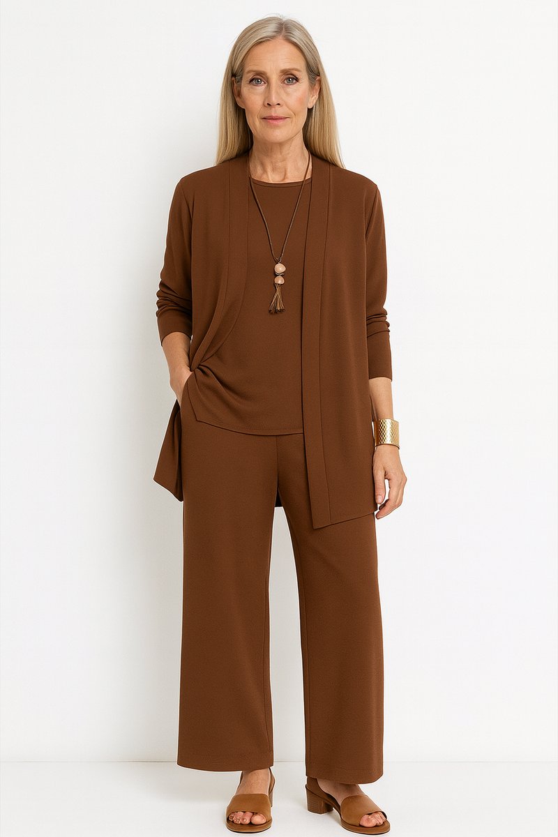 Women's 3-Piece Co-ord Set: Longline Duster, Scoop Top & Culottes