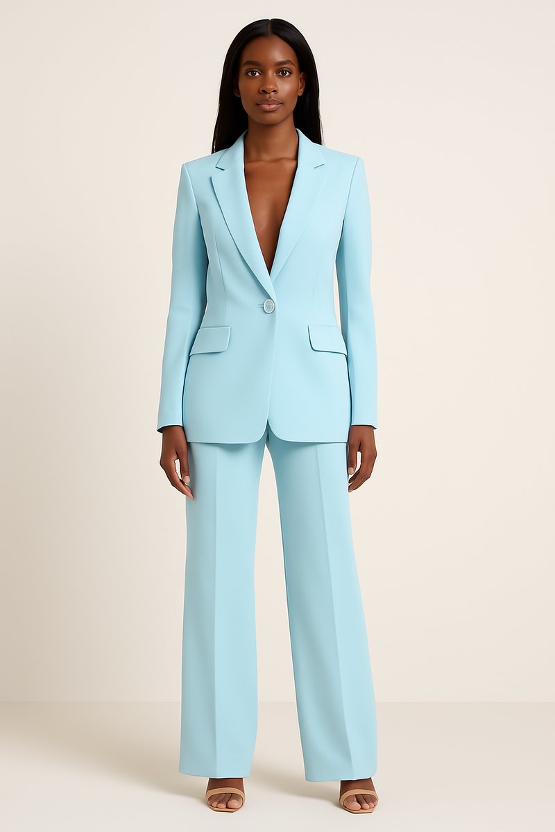 Single-Breasted Jacket & Wide-Leg Trouser Set