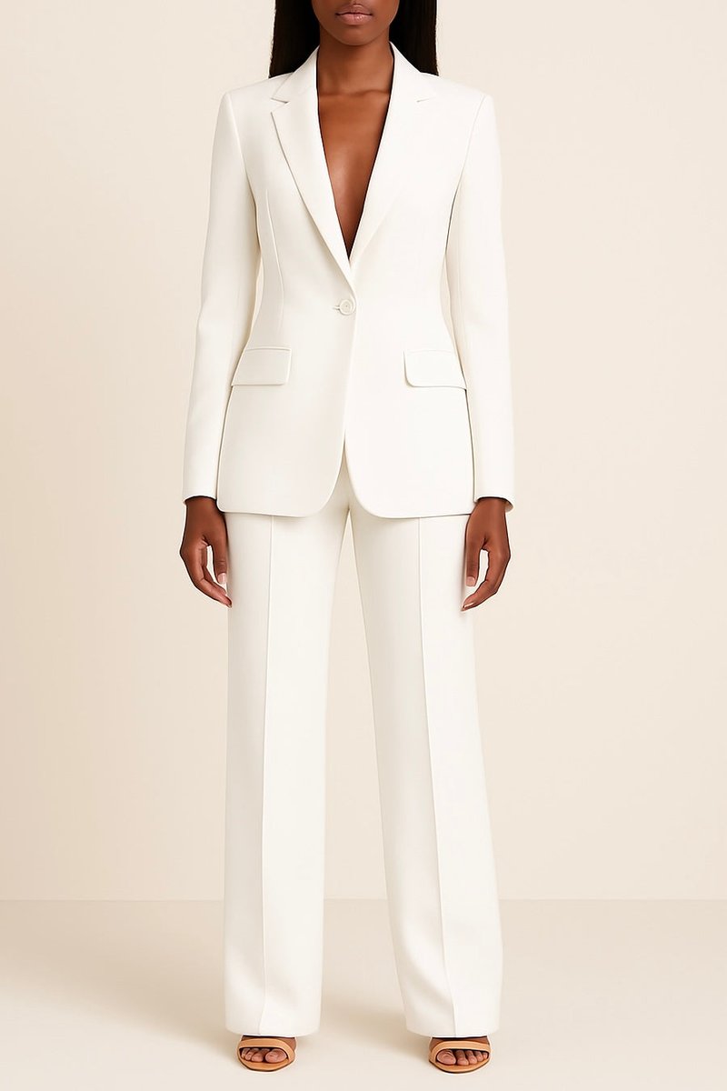 Single-Breasted Jacket & Wide-Leg Trouser Set