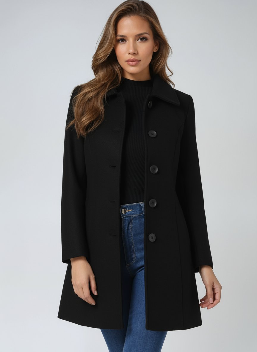 Classic Single-Breasted Tailored Midi Coat