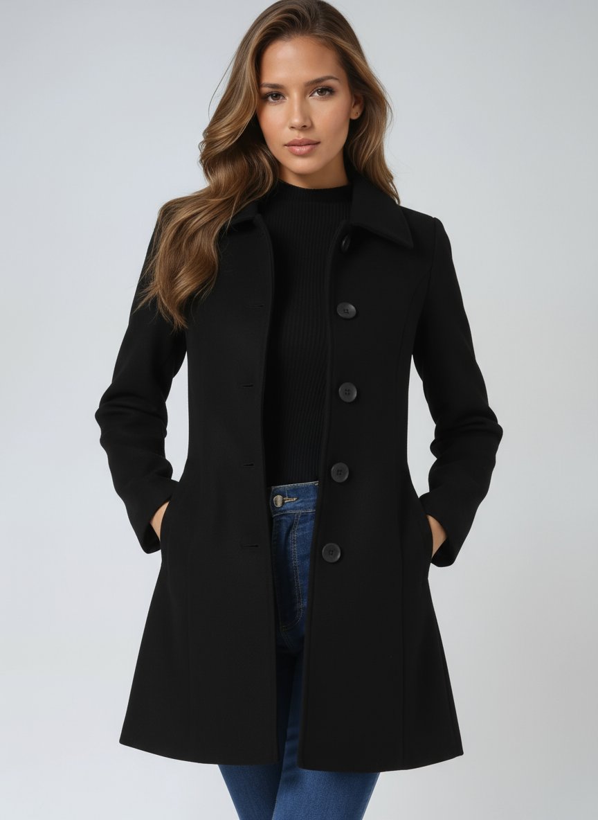 Classic Single-Breasted Tailored Midi Coat