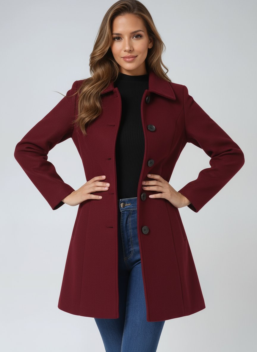 Classic Single-Breasted Tailored Midi Coat