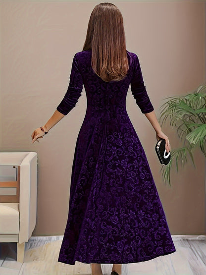 Floral Embossed Velvet Midi Dress