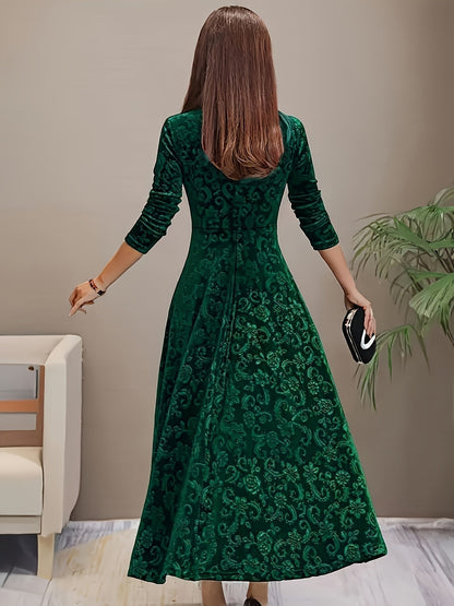 Floral Embossed Velvet Midi Dress