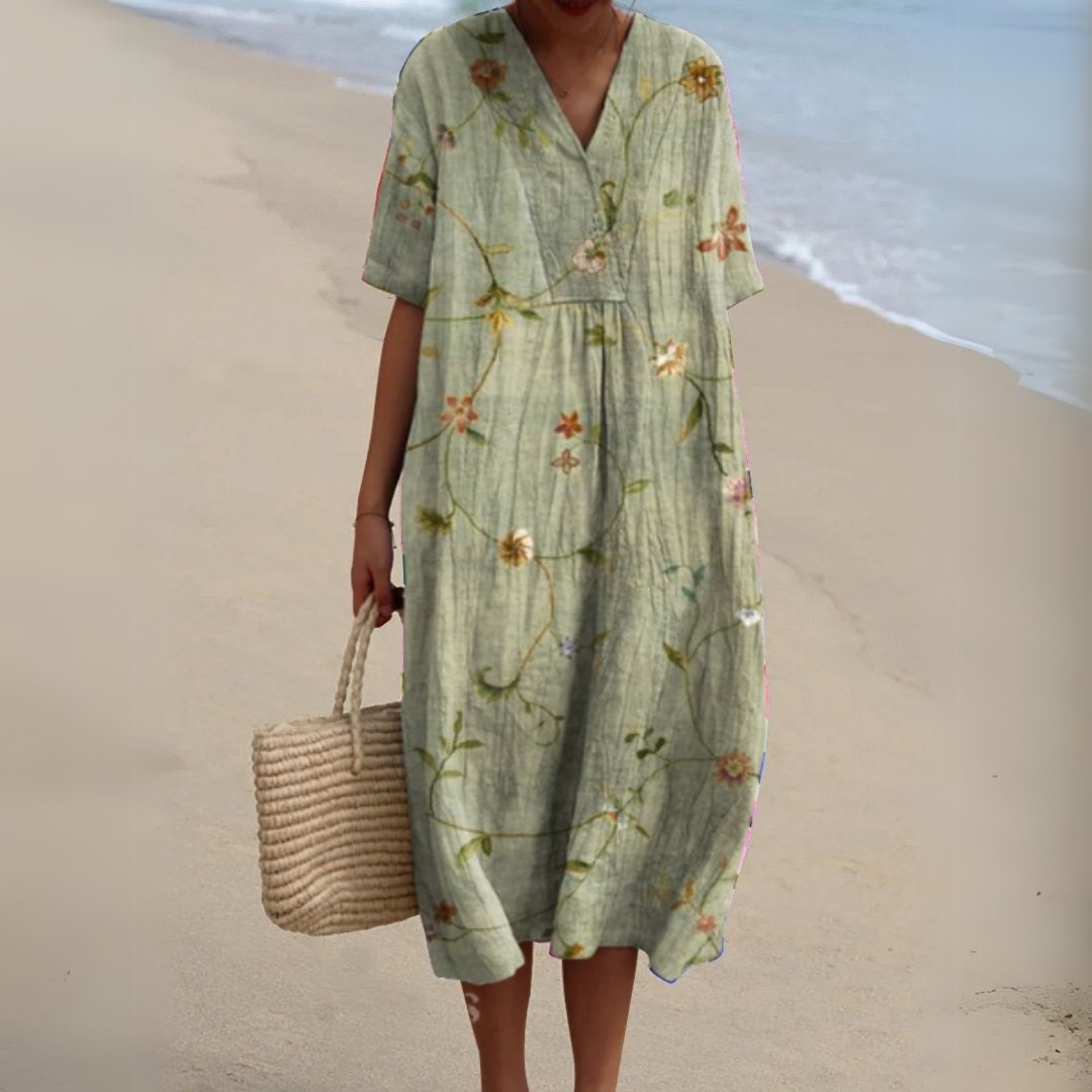 Women's Floral V-Neck Midi Dress