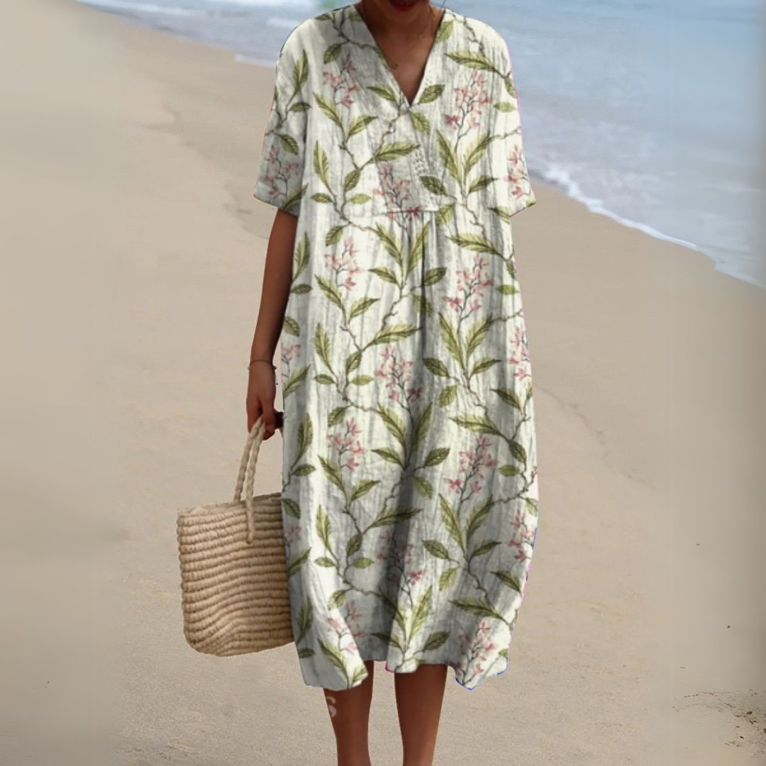 Women's Floral V-Neck Midi Dress