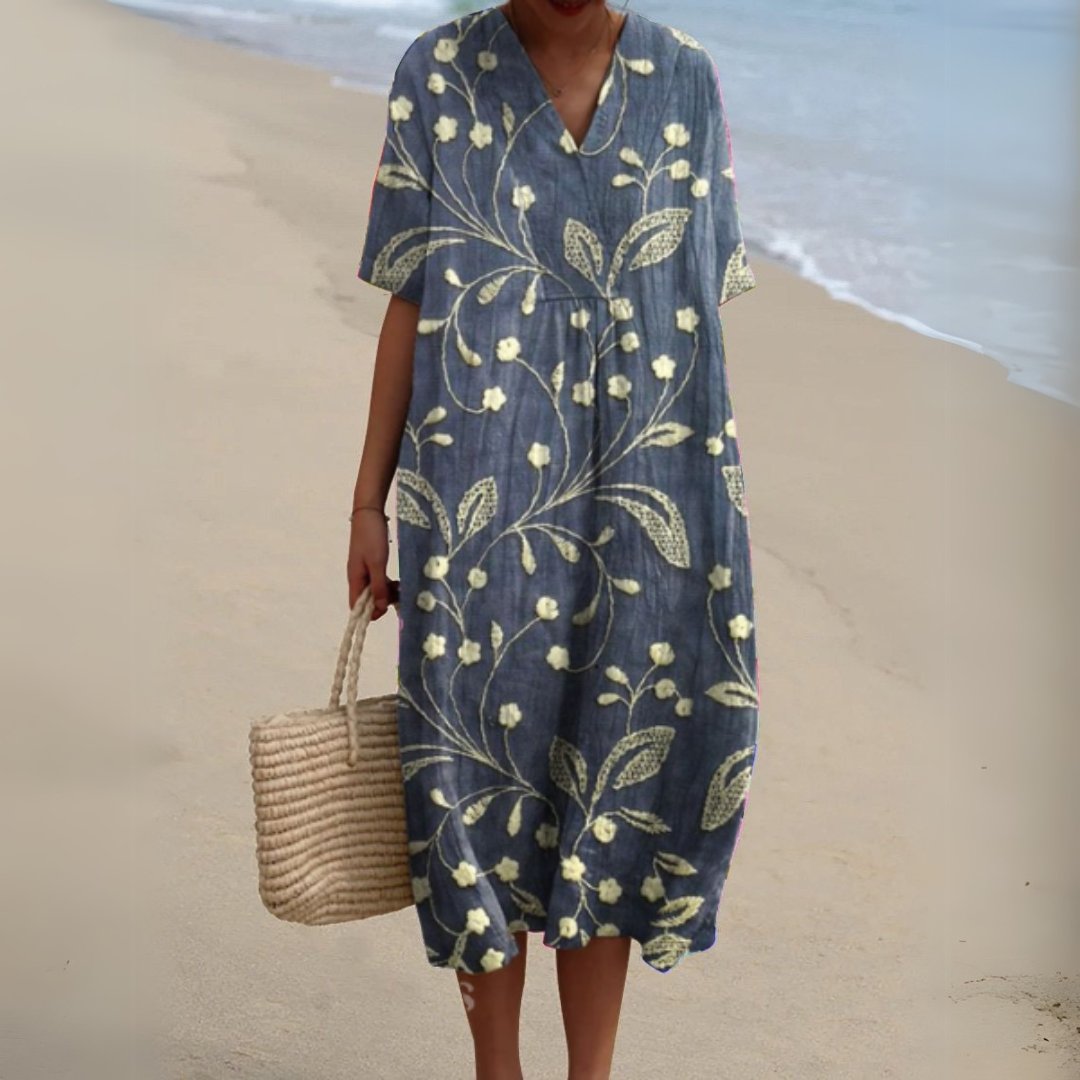 Women's Floral V-Neck Midi Dress