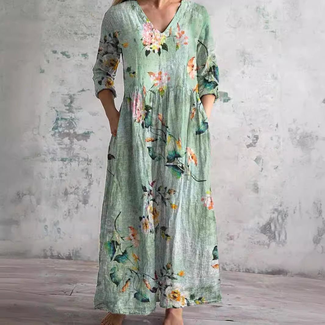 Women's Floral V-Neck Summer Maxi Dress