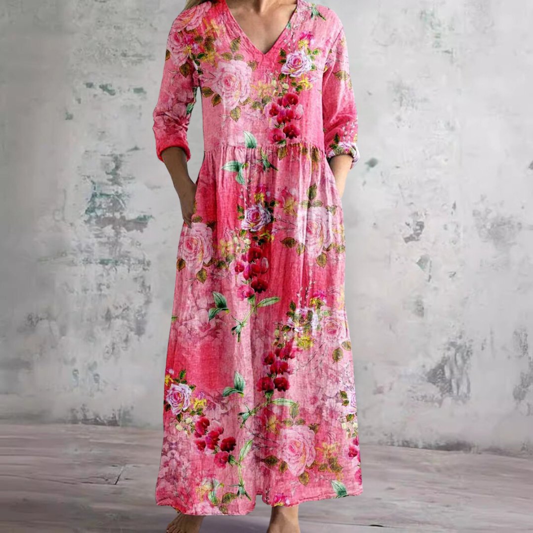 Women's Floral V-Neck Summer Maxi Dress