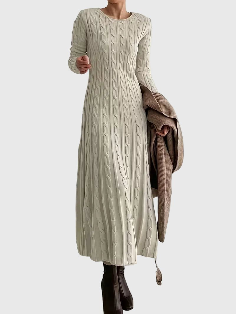 Cable Knit Crew Neck Maxi Dress