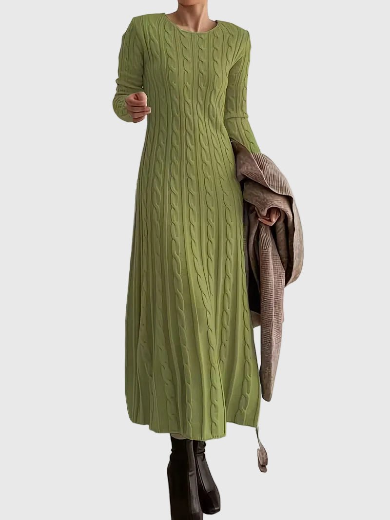 Cable Knit Crew Neck Maxi Dress