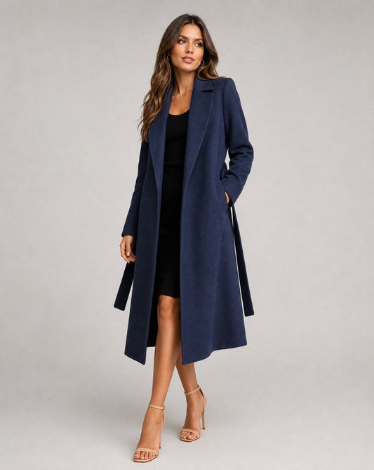 Belted Wool-Blend Longline Trench Coat