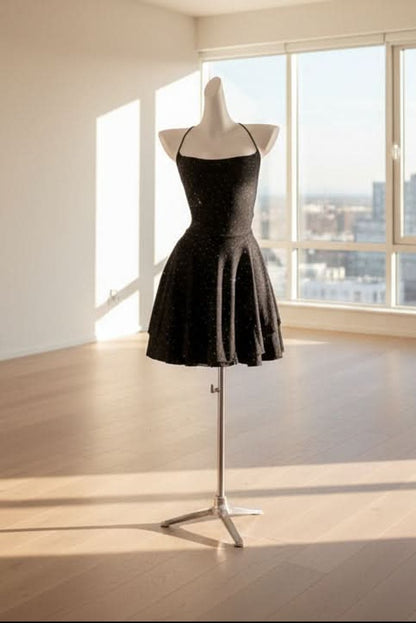 Metallic Shimmer Halter Skater Mini Dress