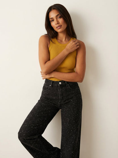 Shimmer High-Rise Straight Leg Jeans