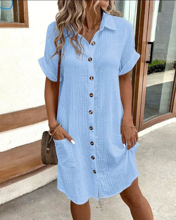 Women's Pure Cotton Button-Front Shirt Dress