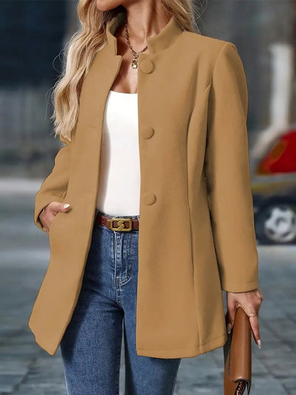 Structured High-Neck Tailored Coat