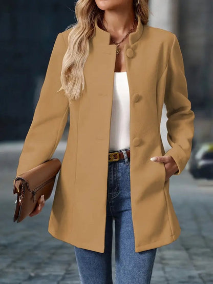 Structured High-Neck Tailored Coat