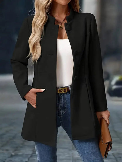 Structured High-Neck Tailored Coat
