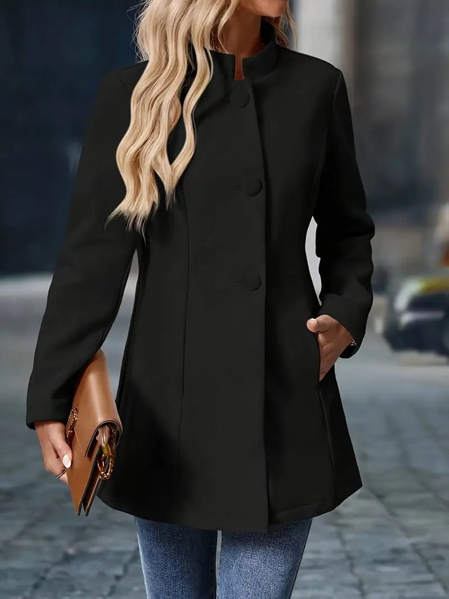 Structured High-Neck Tailored Coat
