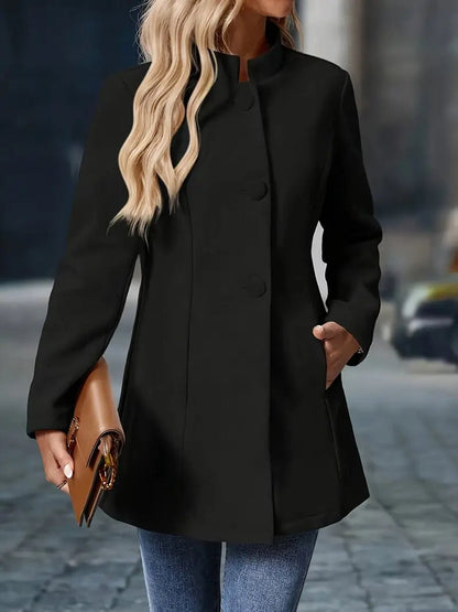 Structured High-Neck Tailored Coat