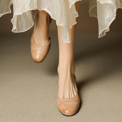 Low Block Heel Slingback Pumps with Almond Toe