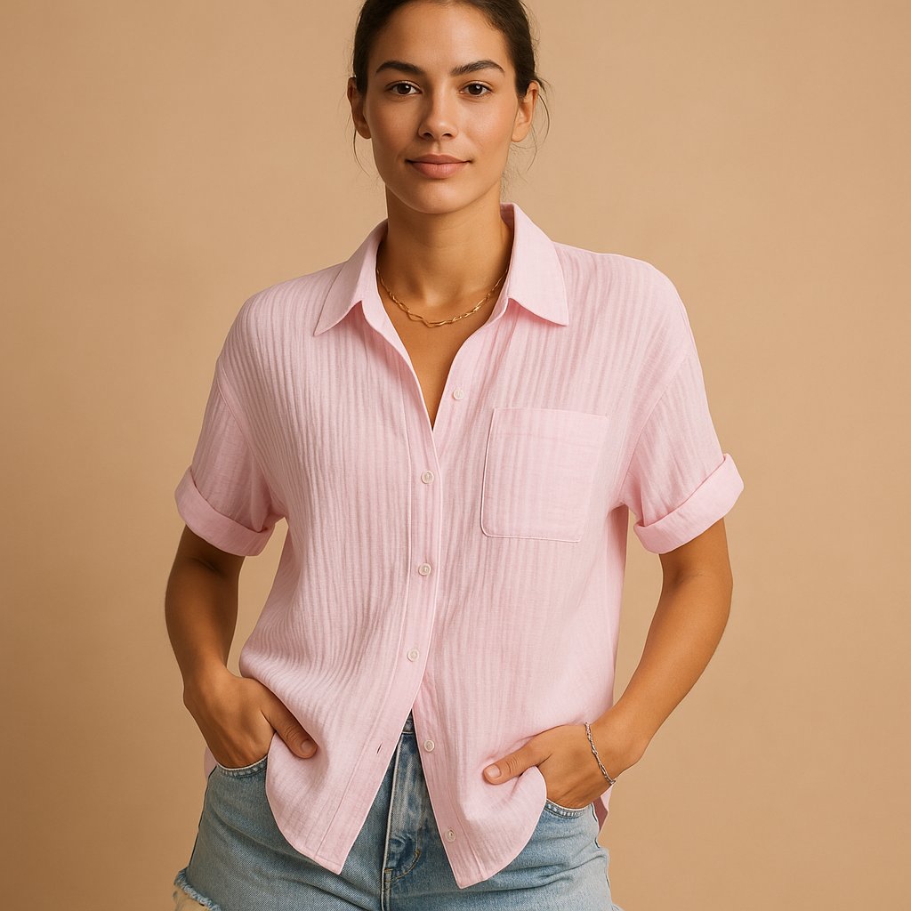 Textured Crinkle Short Sleeve Shirt
