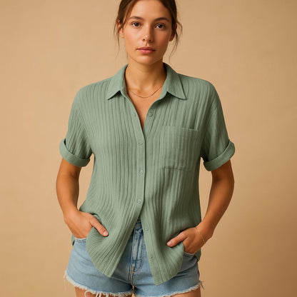 Textured Crinkle Short Sleeve Shirt