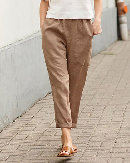 Linen Blend Relaxed Harem Pants