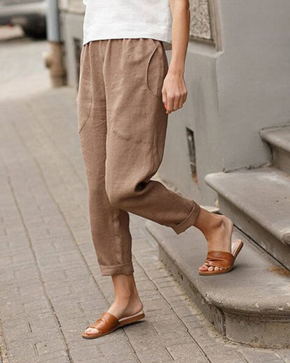 Linen Blend Relaxed Harem Pants