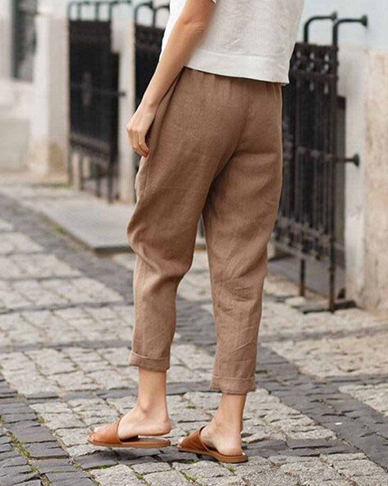 Linen Blend Relaxed Harem Pants