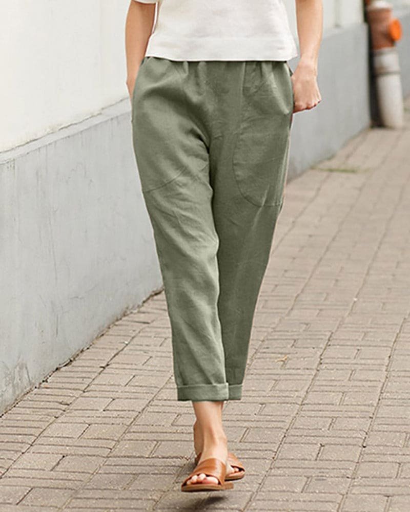 Linen Blend Relaxed Harem Pants