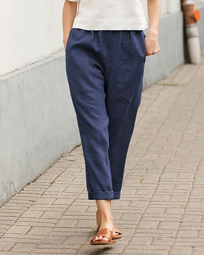 Linen Blend Relaxed Harem Pants