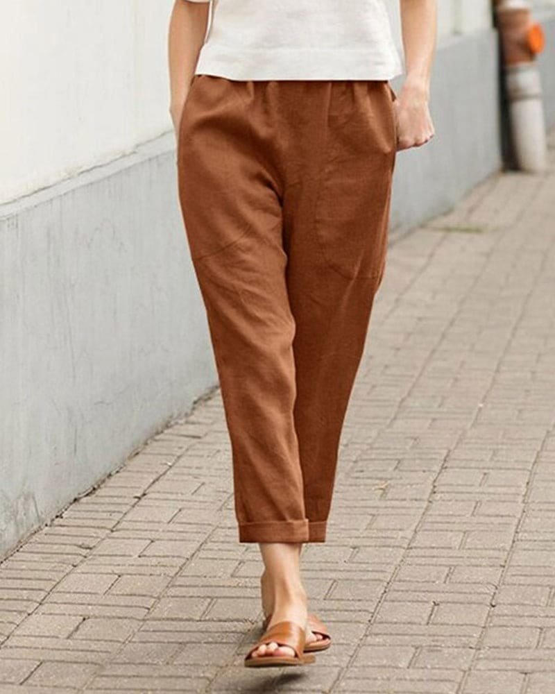 Linen Blend Relaxed Harem Pants