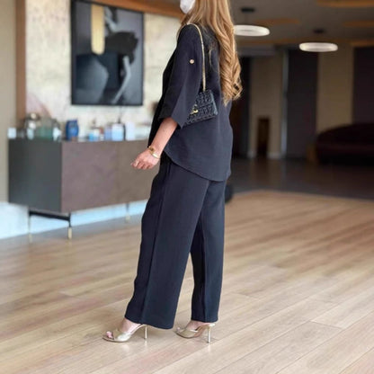 Relaxed 3/4-Sleeve Tunic and Palazzo Trouser Co-ord Set