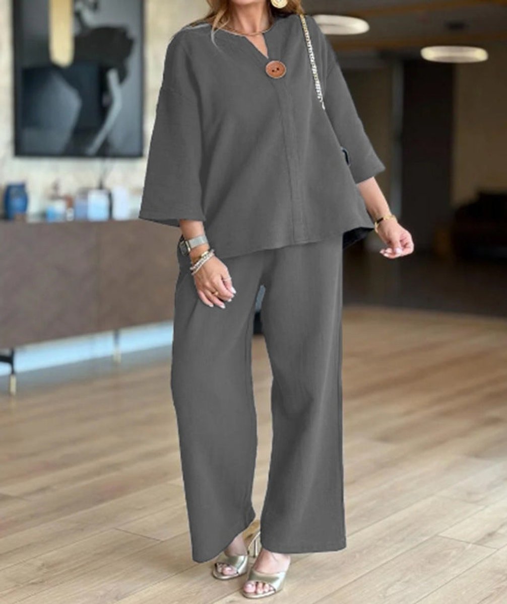 Relaxed 3/4-Sleeve Tunic and Palazzo Trouser Co-ord Set