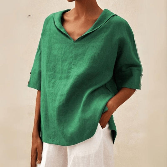 Linen Collared V-Neck Tunic