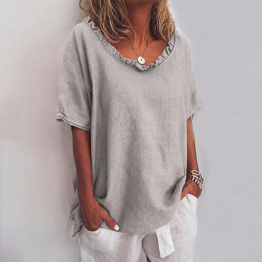 Pure Cotton Frill Detail Short Sleeve Top