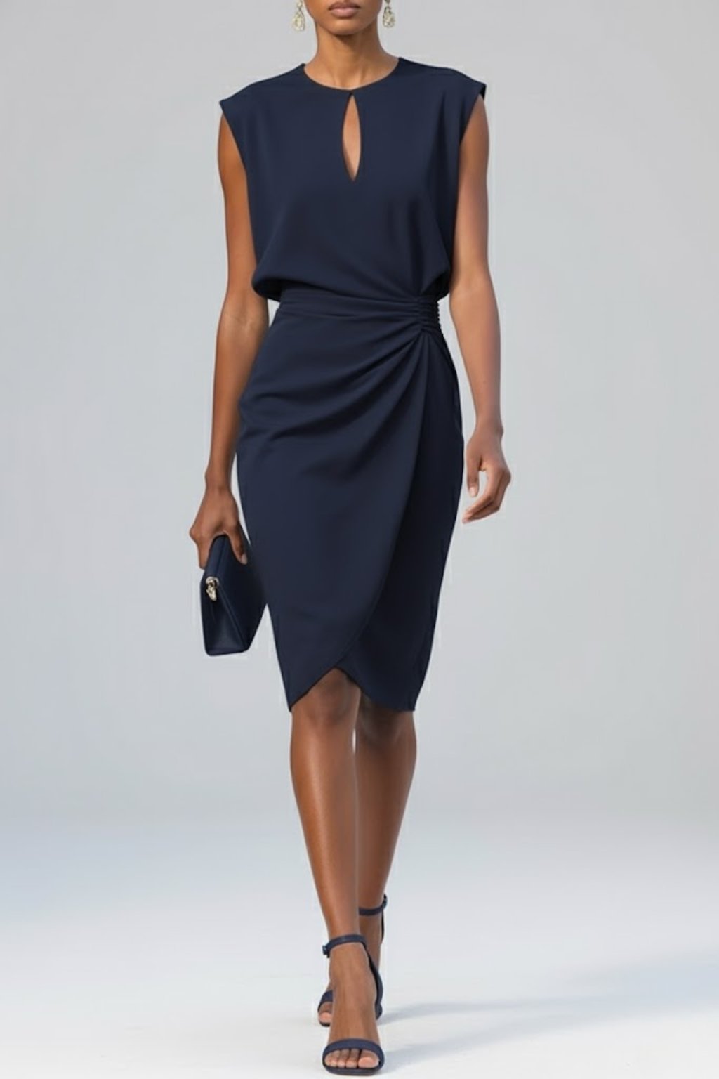 Keyhole Detail Ruffle Midi Dress