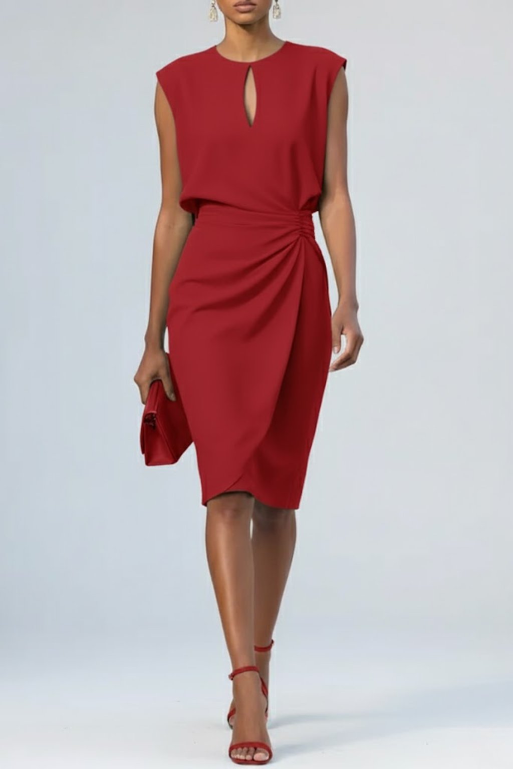 Keyhole Detail Ruffle Midi Dress