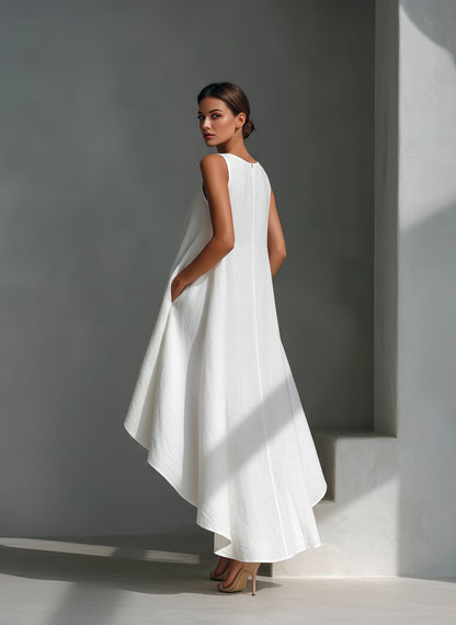 Relaxed Handkerchief Hem Sleeveless Midi Dress
