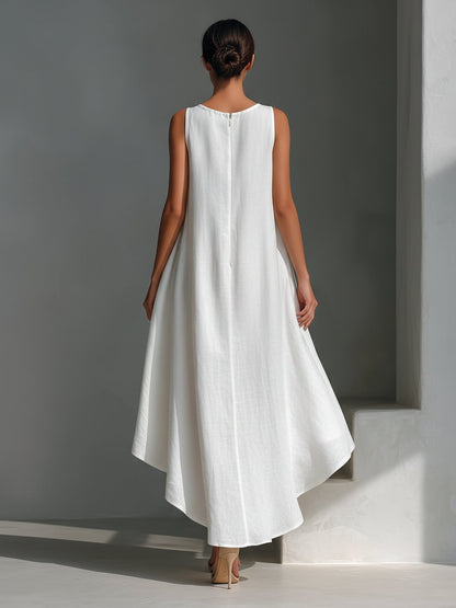 Relaxed Handkerchief Hem Sleeveless Midi Dress
