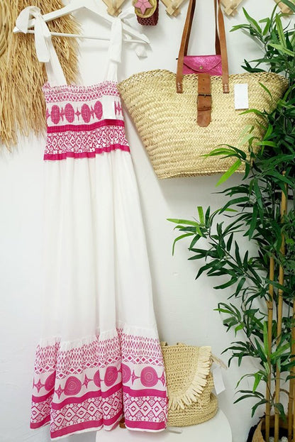 Boho Smocked Square-Neck Maxi Dress