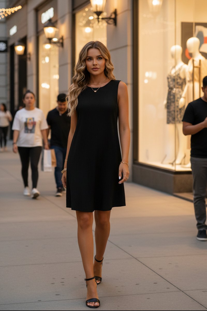 Relaxed Sleeveless A-Line Swing Dress