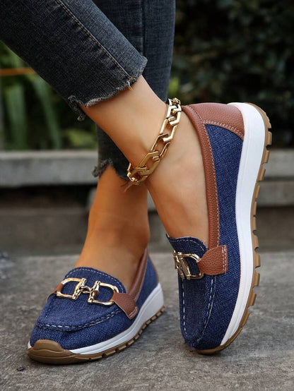 Padded Buckle Loafers with Slip-Resistant Sole