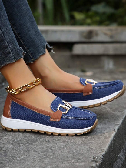 Padded Buckle Loafers with Slip-Resistant Sole