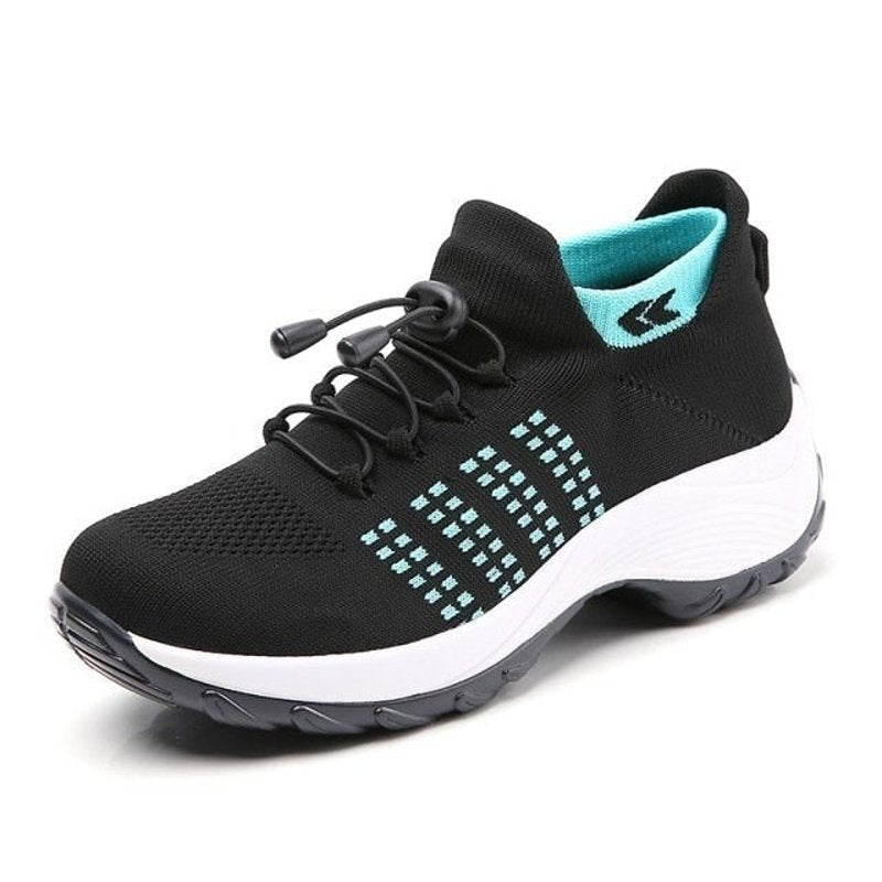 Lace-Up Knit Platform Trainers