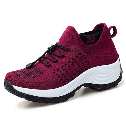 Lace-Up Knit Platform Trainers