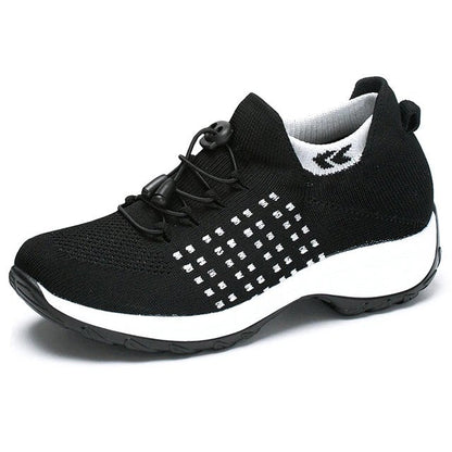 Lace-Up Knit Platform Trainers