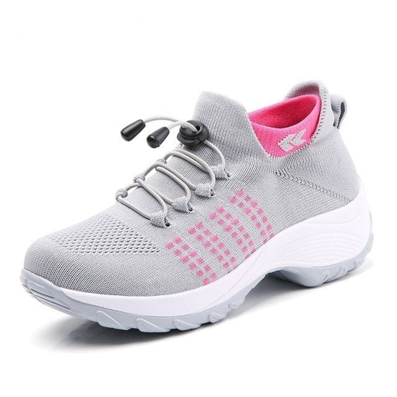 Lace-Up Knit Platform Trainers