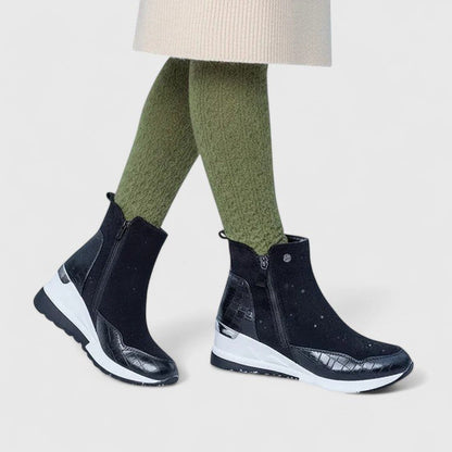 Comfort Low-Wedge Ankle Boots with Side Zip